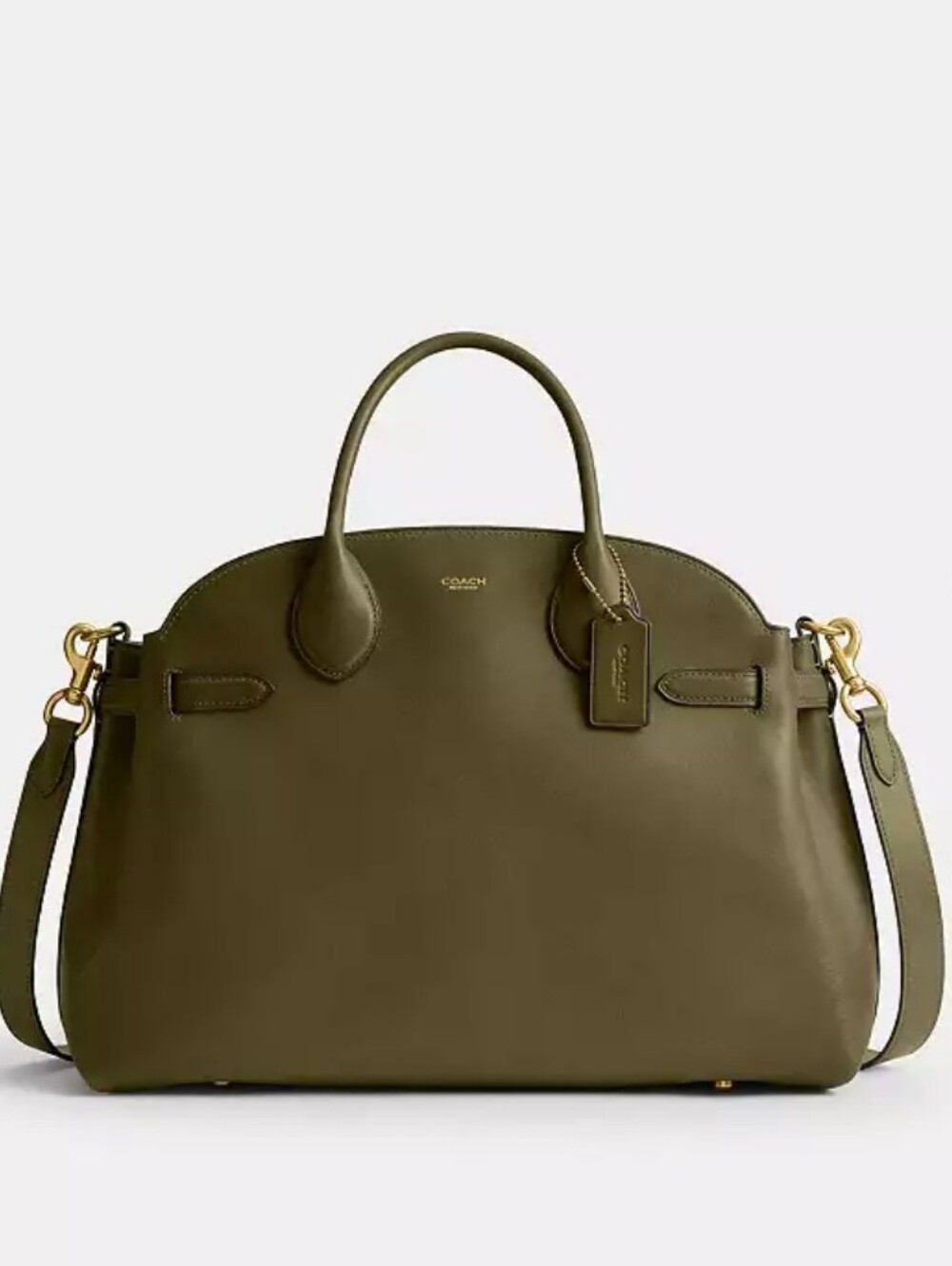 Coach Olive Soft Empire Carryall Bag 40 Leather Satchel with Removable Strap NWT